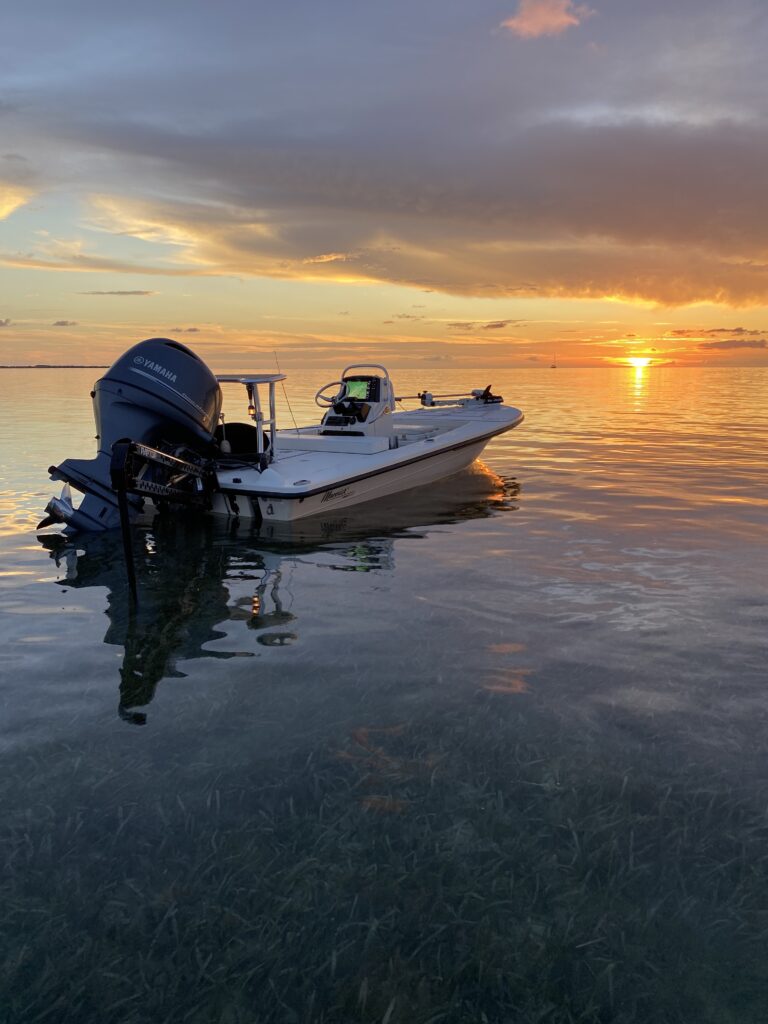 Maverick fly fishing boat on grass flats
